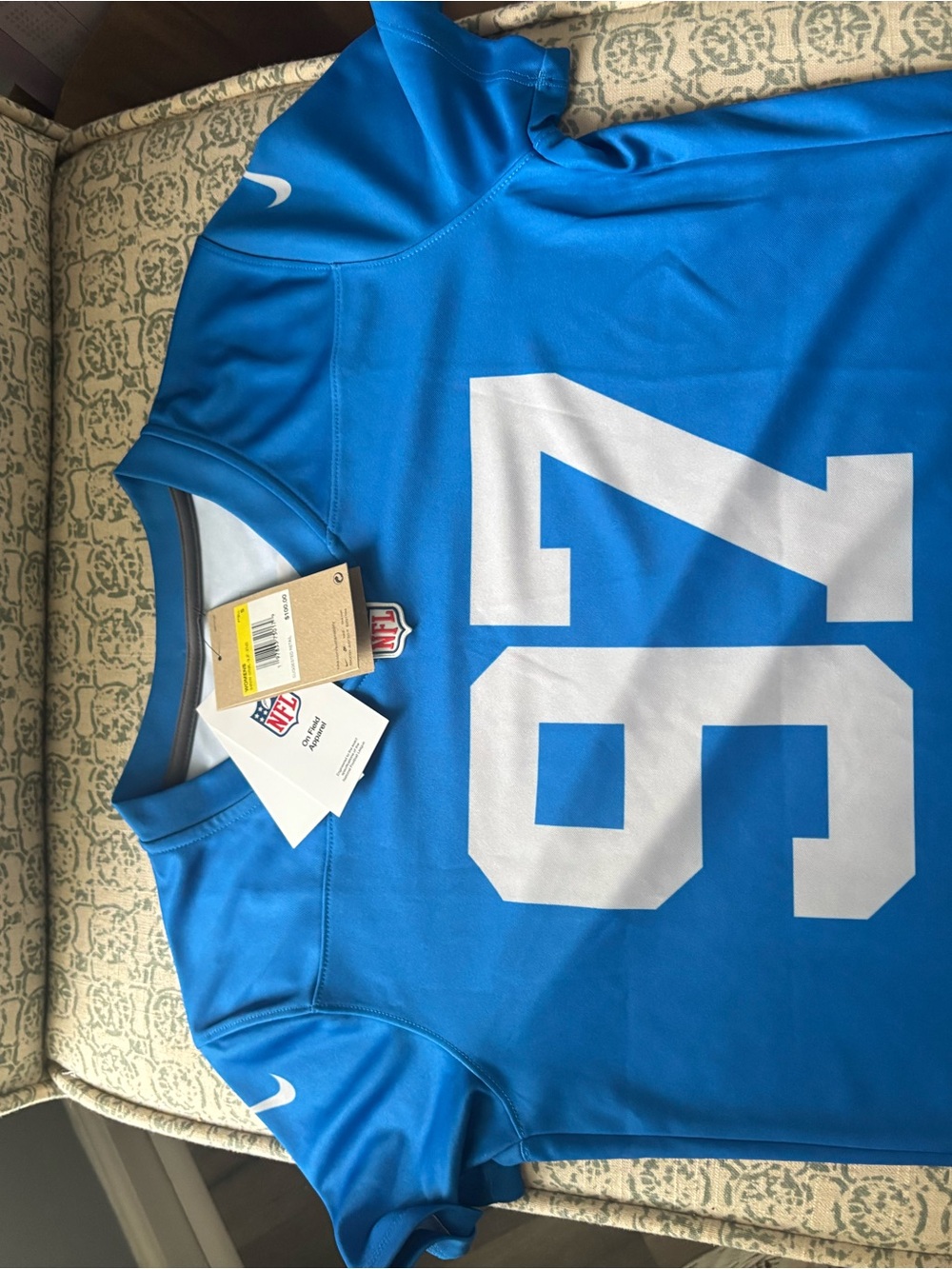 Nike Women's Bright Blue and White #97 Detroit Lions Football Jersey